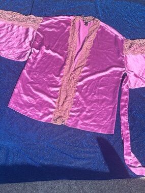 Victoria's Secret Pink Satin Robe with Lace